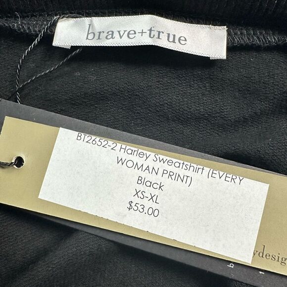 NWT Women’s Brave + True Black Sweatshirt - Size OS fits XS - XL - Picture 3 of 5